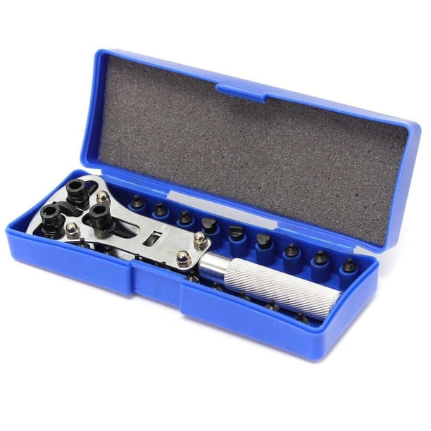 Kit de herramientas de reparación de relojes, herramienta para quitar cajas de tornillos con llave de 3 puntos, abridor de cajas traseras de relojes ajustables, reemplazo y movimiento de bat