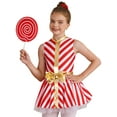 thumbnail image 2 of MSemis Kids Girls Christmas Candy Cane Ballet Tutu Leotard Santa Claus Dance Dress Red 12, 2 of 8