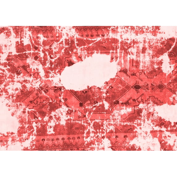 Ahgly Company Machine Washable Indoor Rectangle Abstract Red Modern Area Rugs, 7' x 9'