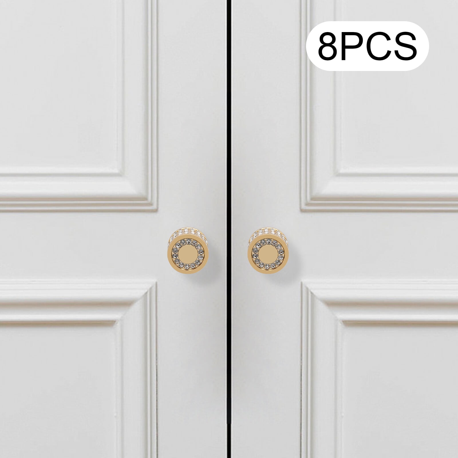 8 Pcs Modern Gold Cabinet Knob Shiny Cabinet Knob Round Furniture Handles for Home, Kitchen, Office