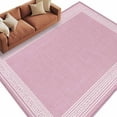 thumbnail image 2 of Pink Geometric 5x8 Area Rugs, White Greek Key Design Burlap Modern Art Non-Skid Rubber Backing Large Rectangle Rugs - Living Room Bedroom Home Office, Indoor Floor Mat Carpets Washable Rug, 2 of 9