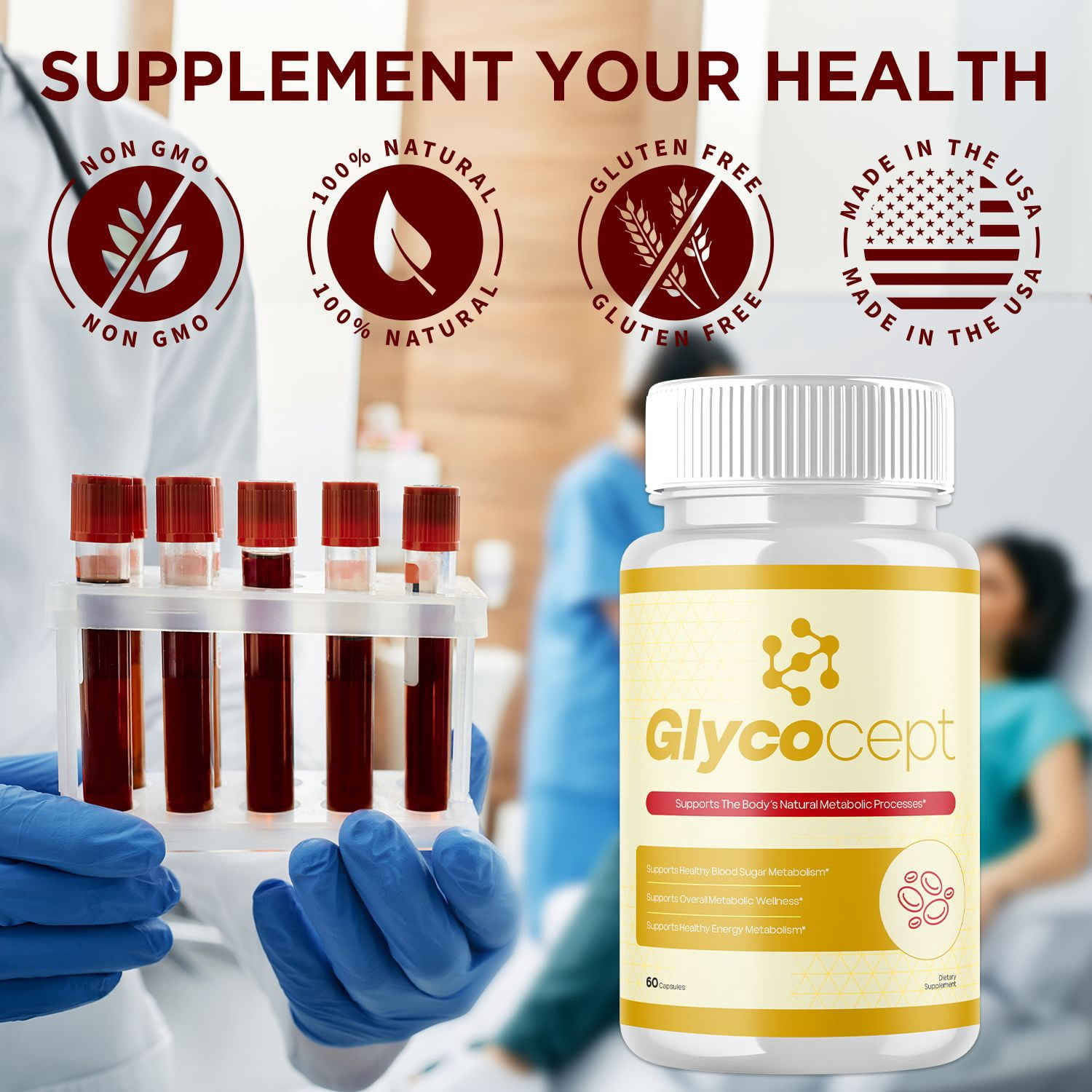 Glycocept Blood Balance Support Pills Advanced Formula Vitamin Supplement Glyco Cept 180 Capsules