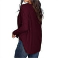 thumbnail image 2 of Women's Waffle Knit Tunic Blouse Tie Knot Henley Tops Loose Fitting Bat Wing Plain Shirts, 2 of 2