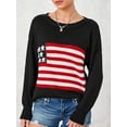thumbnail image 3 of ZAXARRA Pull Tricoté Automne Hiver pour Femmes Manches Longues Col Rond Imprimé Drapeau Tricoté Ample, 3 of 6
