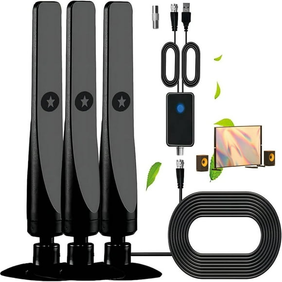 YOPTOP Vivoloop Tv Antenna 4k HD Suction Cup Tv Antenna Plug Play 50-Mile Range Channels Universal High Gain Aerial Digital Antenna for Smart Tv Indoor (3 Pcs)