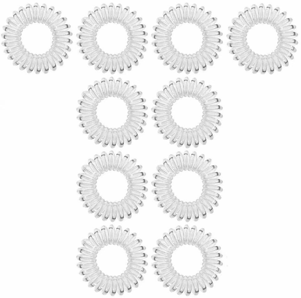 Spiral Hair Ties Clear Coil Hair Ties Phone Cord Plastic Hair Coils Set 10 Pcs No Crease Hair Bands Painless Ponytail Holder Fashion Wrist Bracelet Elastics Accessories for Women Girls