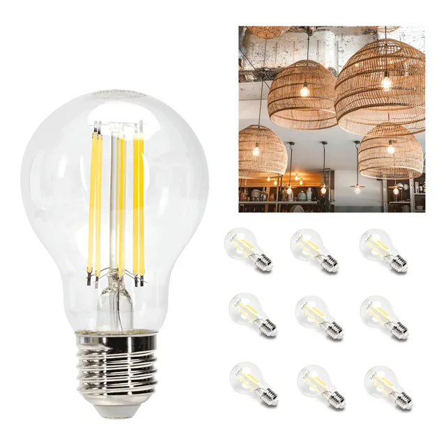 Lampara Foco Vintage Led Ahorrador E27 A60 10w 6500k 10pcs Blanco Frío