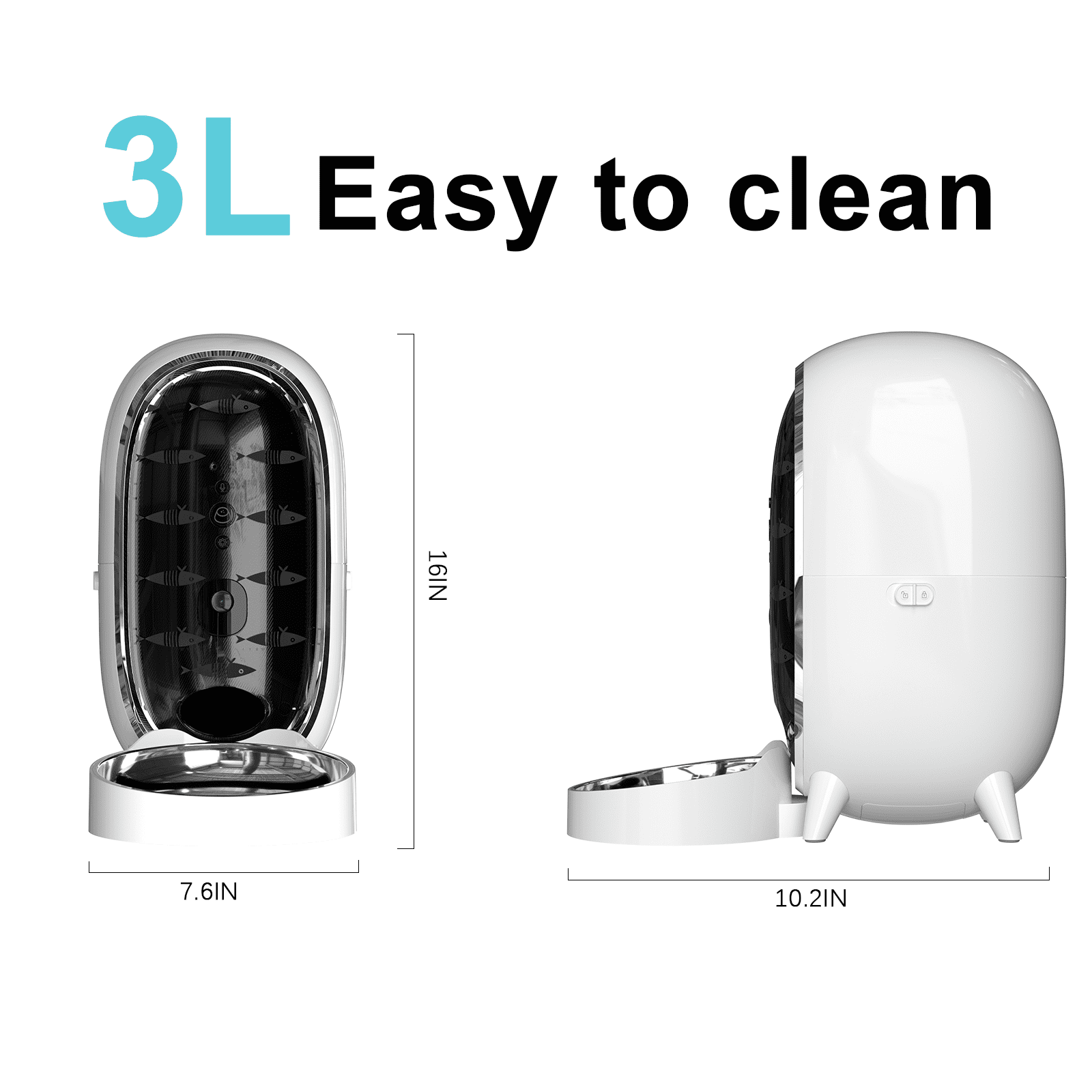 WAOWAO Smart Pet Feeder with 1080P HD Camera, App Control, Voice Recorder, 3L Large Capacity for Cats/Dogs