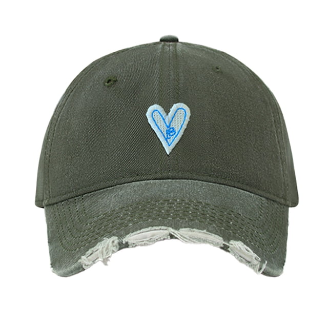 Gorra de béisbol con parte superior suave y ajustable con forma de corazón y agujero retro para mujer, de 54 a 60 cm de circunferencia, con ala ancha
