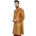 thumbnail image 5 of SKAVIJ Men's Tunic Top Art Silk Long Kurta Indian Wedding Casual Shirt Small Brown, 5 of 6