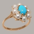 thumbnail image 2 of LBG British Made 9k Rose Gold Natural Turquoise & Cultured Pearl Womens Anniversary Ring - 33 size options - Size 10.25, 2 of 6
