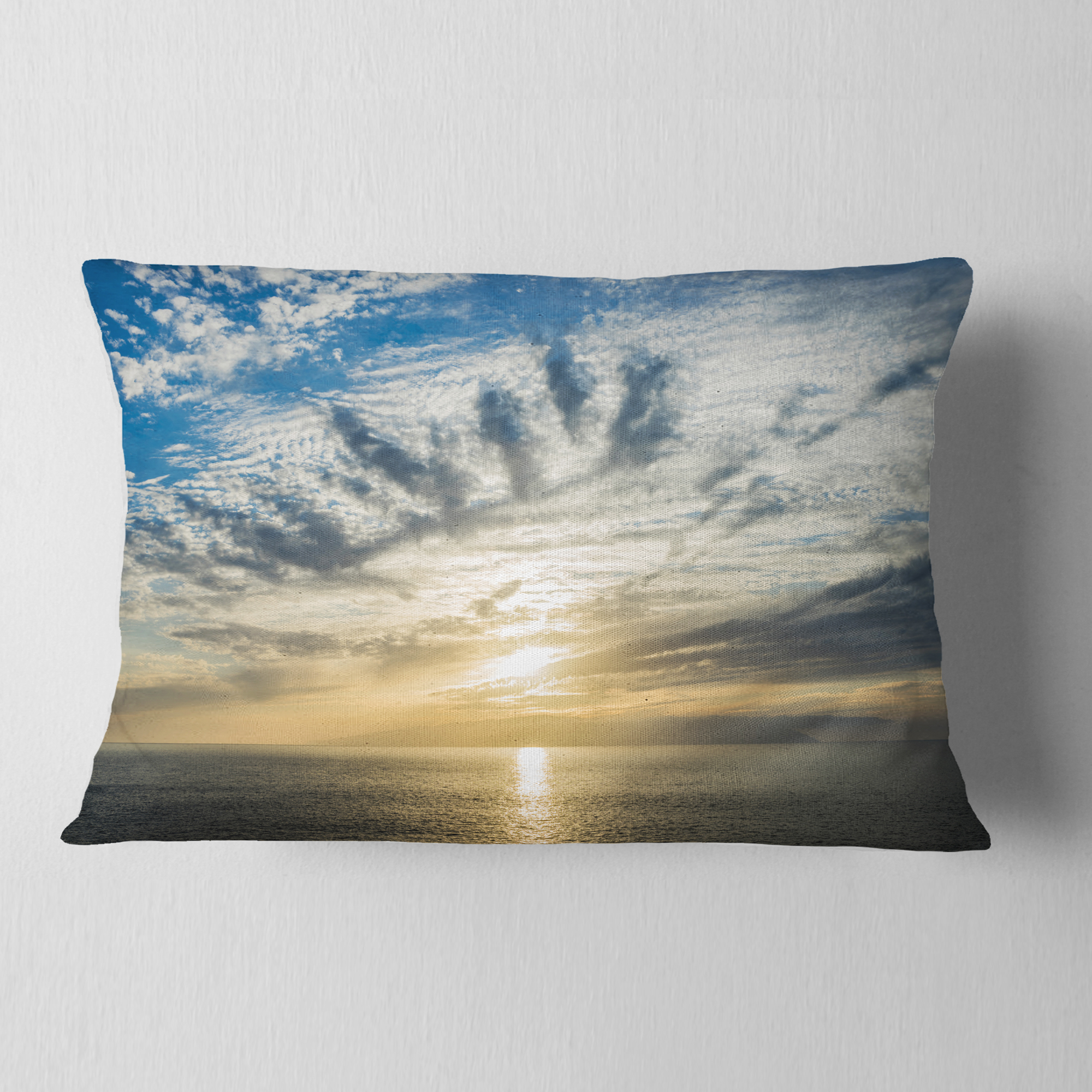 Designart Sunset Sky above Atlantic - Oversized Beach Throw Pillow - 12x20