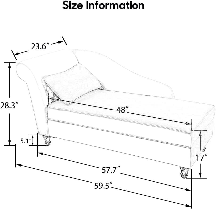 Apeaka Modern Faux Suede Chaise Lounge, White photo 5