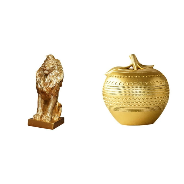 Majestuosa escultura de león en resina. Adorno de mesa coleccionable y artístico. Figura decorativa única para la oficina, el hogar, la estantería, el