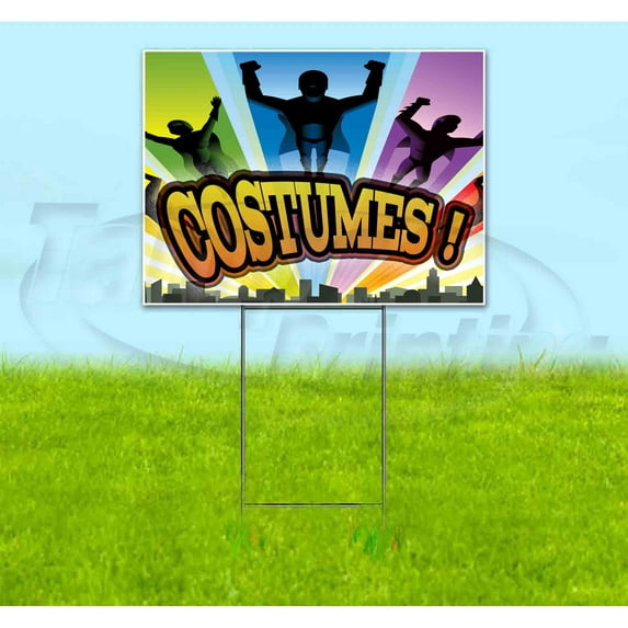 Costumes (18" x 24") Yard Sign, Includes Metal Step Stake