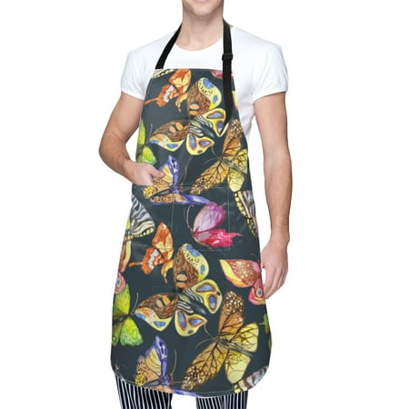 

Kdxio Butterfly Wild Insect Apron with Pockets Adjustable Kitchen Aprons for Men Women Waterproof Aprons for Cooking Drawing Crafting Baking Household Cleaning