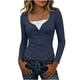 thumbnail image 1 of Mujeres Básicas Manga Larga Tops Encaje Patchwork de Punto Blusa, Slim Fit Cuello U Base Camisa para Primavera Invierno, 1 of 9