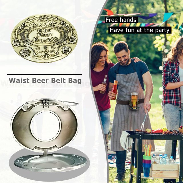 Hebilla de cinturón con cabeza de cerveza para botella, soporte para lata de camping (bronce antiguo clásico) FLhrweasw Nuevo