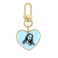 thumbnail image 1 of Godliness Idol Savior Portrait Gold Heart Keychain Metal Keyring Holder, 1 of 3