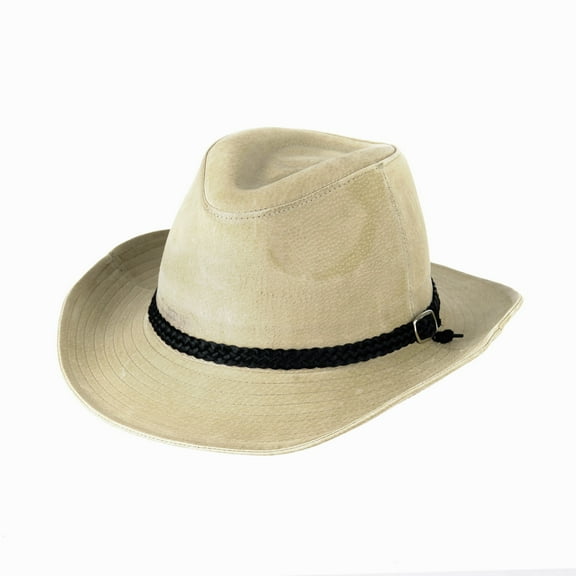 WITHMOONS Suede Indiana Jones Hat Outback Hat Fedora DW8851 (Ivory)