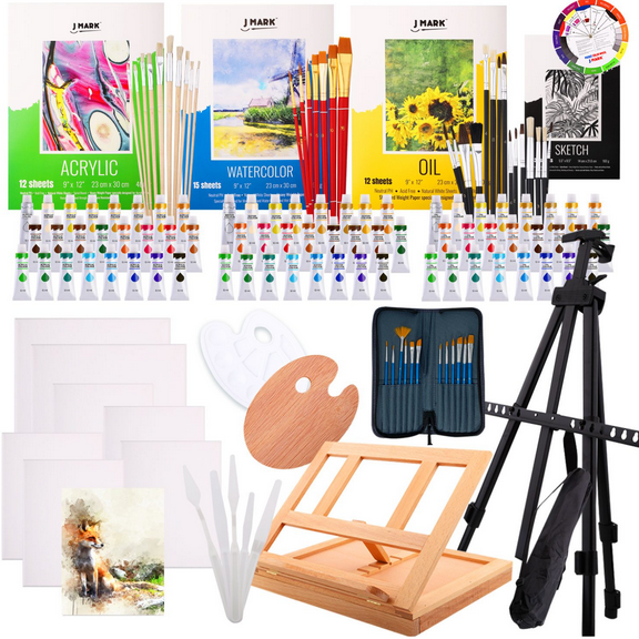 J Mark Deluxe Artist Painting Set 139 Piece Multicolor Paint and Accessories 139 Count