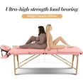 thumbnail image 4 of Massage Table Massage Bed, Portable 3 Section Foldable Tattoo Bed, Height Adjustable Lash Spa Bed with Face Cradle, Home Light Weight  Salon Bed with with Wood Frame, Light Pink, 4 of 9