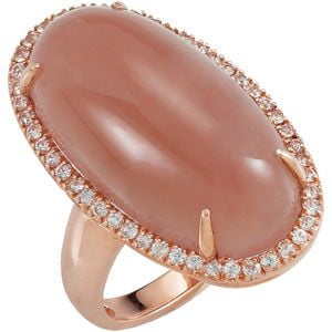 Genuine Chocolate Chalcedony & White Sapphire Ring 68177 14Kt Rose 25.00X13.00Mm Polished Gen Choc Chalcedony &... by Midwest Jewellery