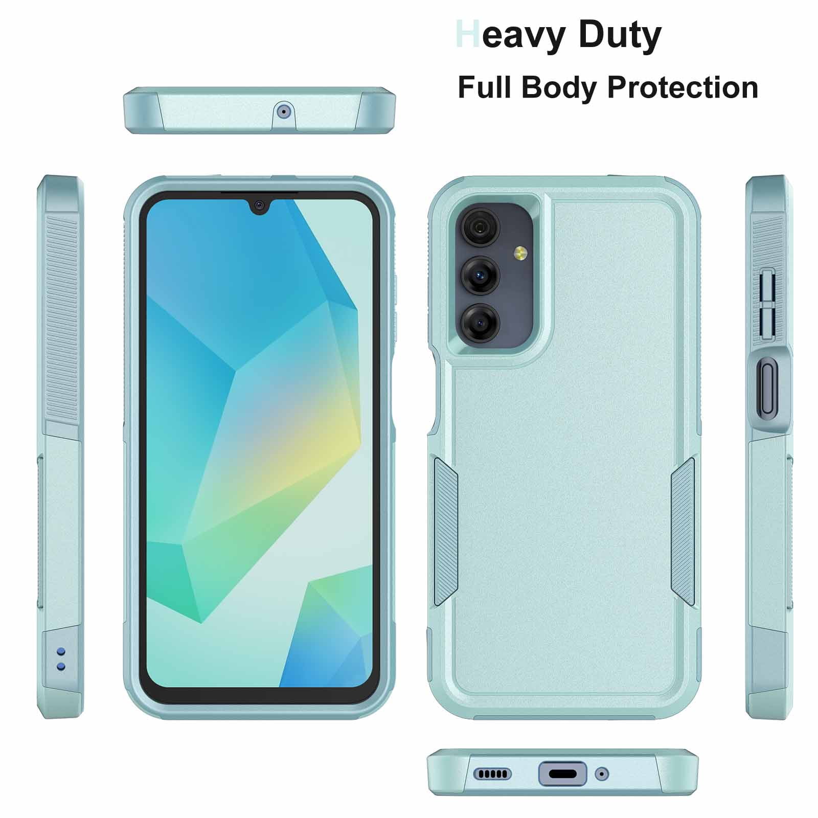 Samsung Galaxy A16 Case,Sturdy Phone Case for Galaxy A16 2025 6.7 inch,Njjex Shockproof Protection Heavy Duty Armor Hard Plastic & Rubber Rugged Bumper 2-in-1 Case Cover-Green