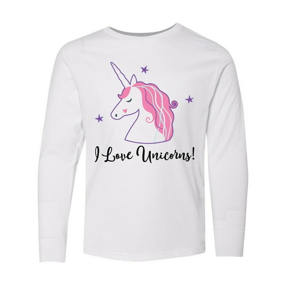 Inktastic Unicorn Girls Cute Fantasy Long Sleeve Youth T-Shirt