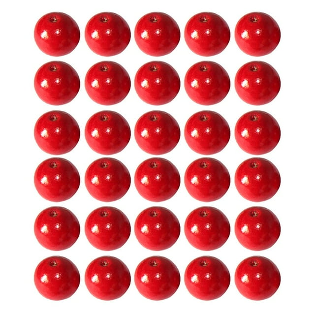 yuksok 50Pcs Round Wooden DIY Jewelry Necklace Craft Making 12mm Red
