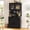 Black, variant on 71" Tall Pantry Cabinet with Outlets and LED Light, Homieasy 5-Layer Storage Cabinet with 2 Drawers and DIY Pegboard for Kitchen, Dining, Living Room, Garage, White & Rustic