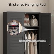 Marcree Metal Storage Cabinet with Lock, Black 71” Steel Storage Wardrobe Cabinet, Employees Locker Closet Clothing Coat Steel Wardrobe Cabinet with Hanging Rod for Garage, Gym, Home Office