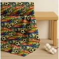 thumbnail image 4 of Soimoi Yellow Cotton Poplin Fabric Brush Stroke & Football Sports Print Fabric by the Yard 56 Inch Wide, 4 of 7