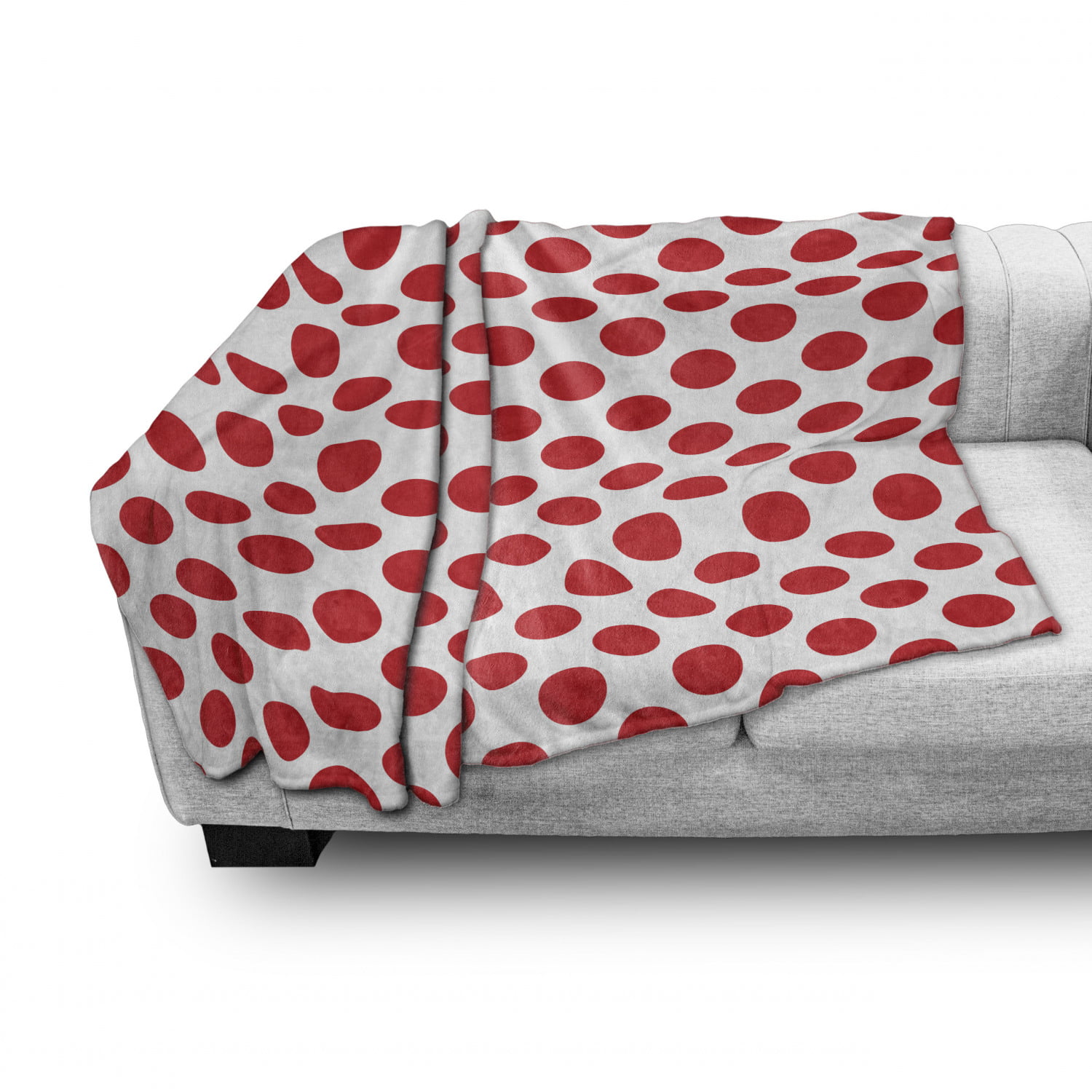 Scarlet White Ambesonne Geometric Soft Flannel Fleece Throw Blanket 50s 60s Old Pop Art Retro Vintage Polka Dots Rounds Circles Design Art Print 60 x 80 Cozy Plush for Indoor and Outdoor Use