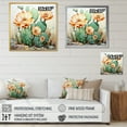 thumbnail image 4 of Designart "Coral Green Cactus Desert Blooms Painting I" Floral Floater Framed Canvas Print, 4 of 7