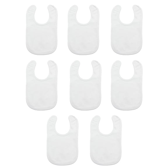 Plain White Baby Bib Pack of 8 for Infants – Soft & Absorbent Feeding Bibs