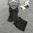 thumbnail image 5 of Nnhblu Womens 4pcs Lace Pajamas Sets Camisole with Short and Nightgown Pjs Satin Sleepwear Loungewear Black Sleepwear for Women, 5 of 5