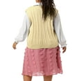thumbnail image 3 of Agnes Orinda Women's Plus Size Sweater Vest Cable Knit Sweater Sleeveless Pullover Vests 4X Khaki, 3 of 7