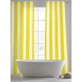 thumbnail image 6 of Yellow Striped Semi Sheer Window Curtains 108 Inches Long, Modern Farmhouse Yellow White Stripes Rod Pocket Voile Silky Chiffon Curtain Light Filtering Drapes for Living Room, 52"x108", 2 Panels, 6 of 9