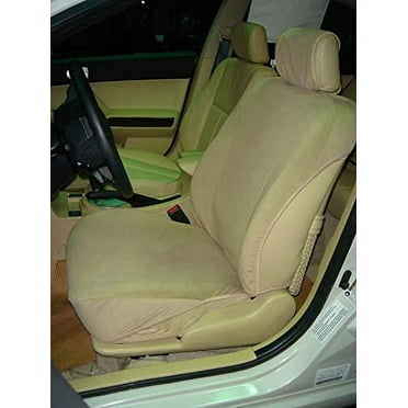 LB1-V4 Low Back Buckets Seat Covers, Fits Universal Seats With Side Airbags, Interior Armrests And Single Headrest Canes. In Taupe Automotive Velour
