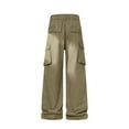 thumbnail image 4 of BRGZLK Mens Cargo Pants Wide Straight Leg High Waist Outdoor Loose Fit Pants With Pockets Casual Soft Climbing Hiking Trousers, 4 of 5