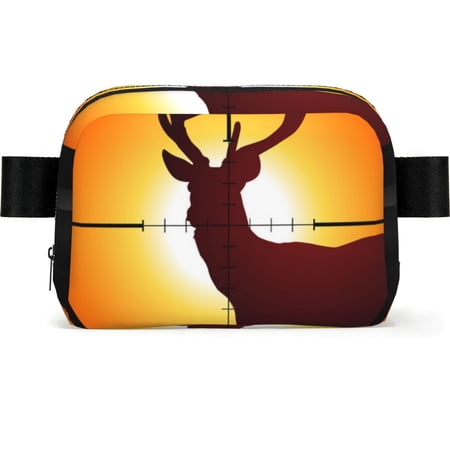 Target Deer Elk Hunting Square Fanny Pack Fashion Belt Bag with Adjustable Strap Crossbody Chest Bag for Travel Running Gym