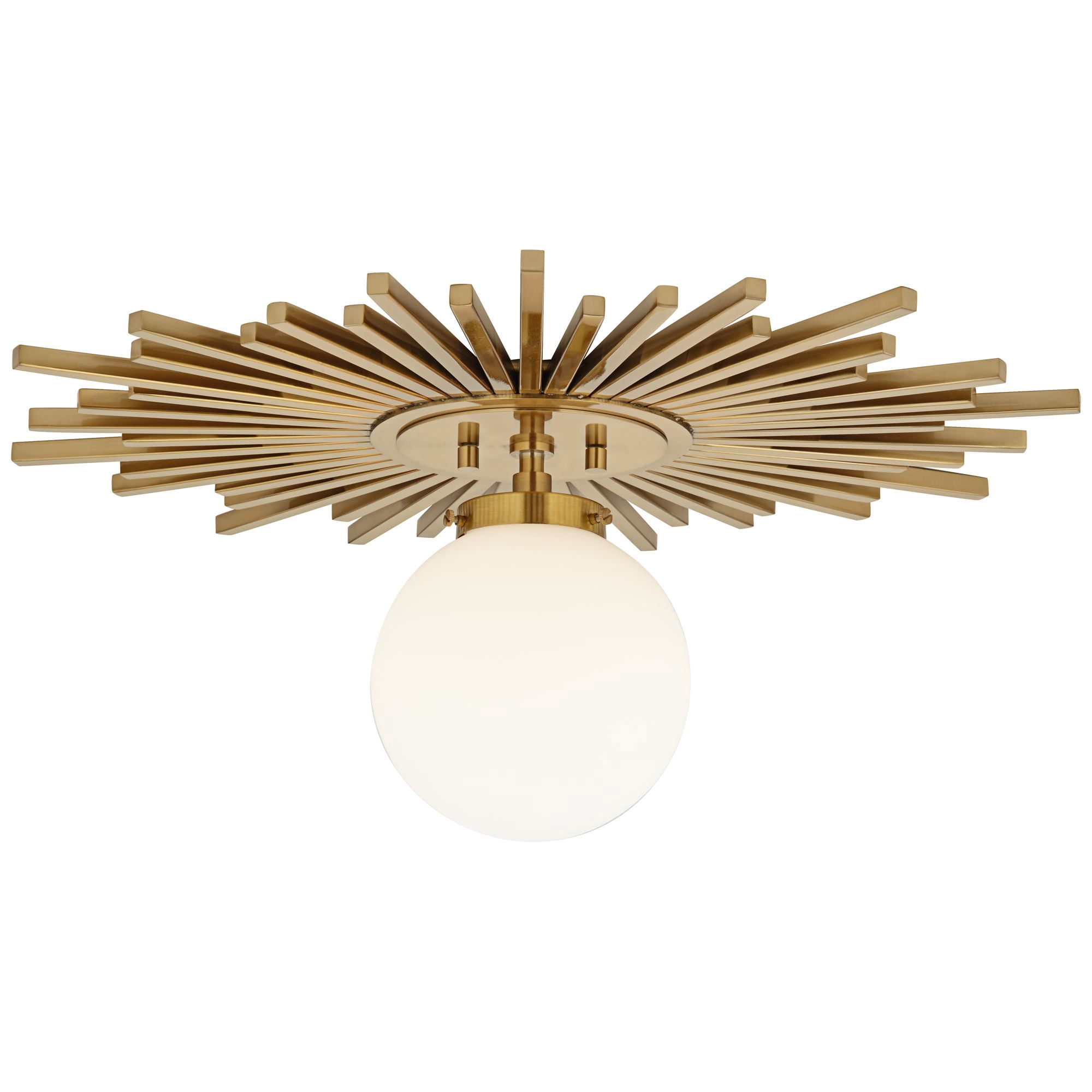 Possini Euro Design Hazel Modern Ceiling Light Semi Flush Mount Fixture 24" Wide Warm Brass White Globe Shade for Bedroom Kitchen Living Room Hallway