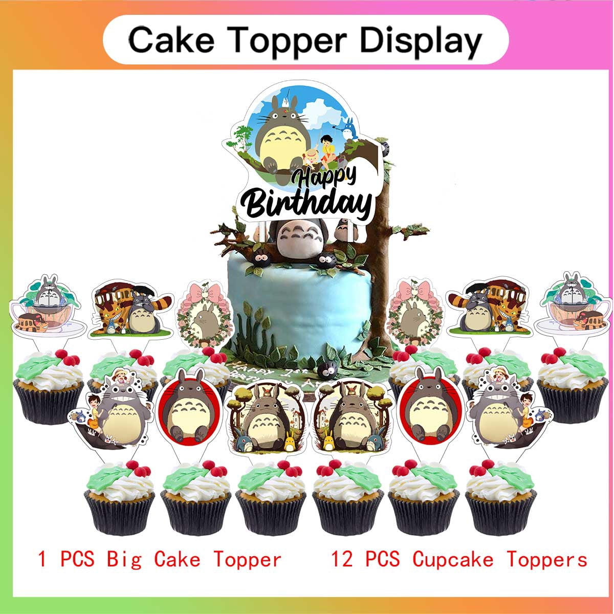 My Neighbor Totoro Party Decorations Decor Supplies Honeycomb Centerpieces Table Toppers Cake Toppers for Birthday Photo Props