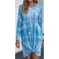 thumbnail image 3 of Vestido corto informal con tinte de corbata para mujer, cuello redondo, sin mangas, camiseta suelta de verano, minivestido Zhivalor CDWJ576-4, 3 of 6