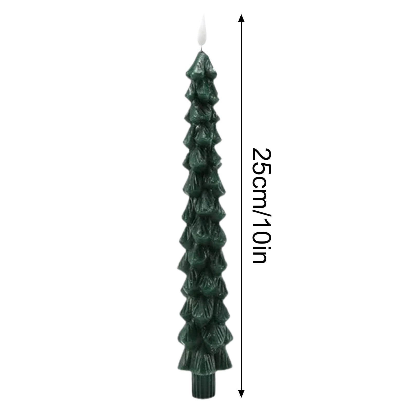 Christmas Tree Flameless Candles, Christmas Tree Candles, Christmas Taper Candles with 3D Flame, Christmas Flameless Candles, Christmas Tree Candles with Remote for Christmas Home Decoration(10 In)