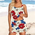 thumbnail image 4 of Miqool Women 4th of July Outfit Three Piece Set Tops with thong pants and skirt American Flag Patriotic Shirt Anniversary USA Shirt, 4 of 5