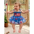 thumbnail image 5 of BemeyourBBs Toddler Baby Girls 4th of July Outfit Newborn Baby Girl Patriot Independence Day Romper Dress Summer Clothes USA Flag Embroidery Sleeveless Tie-up Smocked Dress Jumpsuit Bodysuit Playsuit, 5 of 9