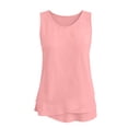 thumbnail image 5 of cocolona Womens Summer Linen Tank Tops Crew Neck Sleeveless Ruffle Hem Shirts Dressy Casual Tunic Solid Color Blouses, 5 of 6