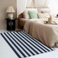 thumbnail image 3 of Stripe Area Rugs for Bedroom Living Room - 3x5 ft - Navy Blue Carpet for Home Decor - Stripe Patterned Decorative Indoor Small Rug - Washable & Soft & Non Slip & Low Pile (ZF&7502), 3 of 7